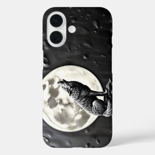 Coques iPhone 16 loup hurlant canin pleine lune