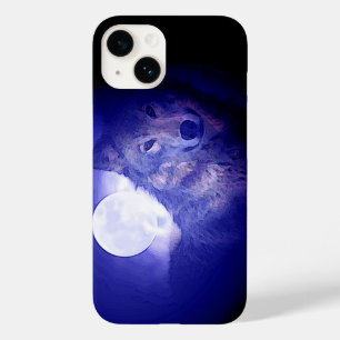 Coques Pour iPhone Loup, Lune et Nuit Bleue