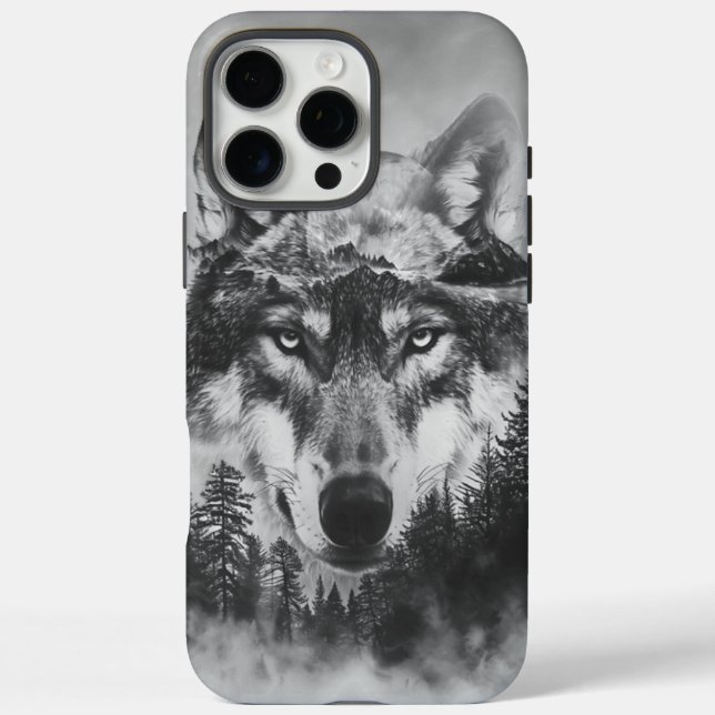 Coques Case-Mate iPhone Loup majestueux regardant sous une pleine lune lum (Verso)