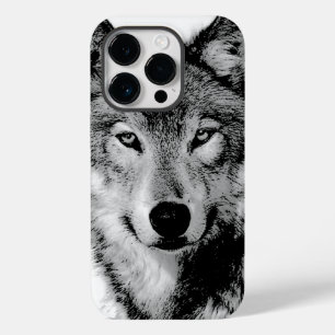 Coque Pour iPhone 14 Pro Loup noir et blanc