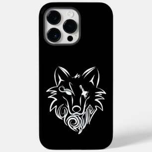 Coque Pour Pour iPhone 14 Pro Max Loup tribal noir et blanc