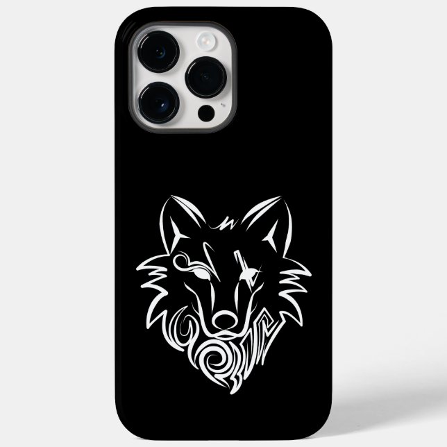 Coques Case-Mate iPhone Loup tribal noir et blanc (Verso)