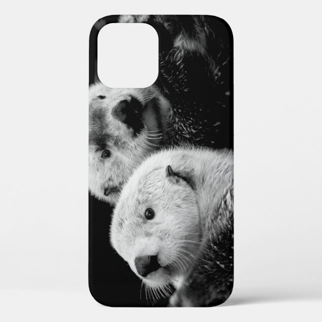 Coques Case-Mate iPhone Loutres de mer : Paire blanche noire. (Verso)