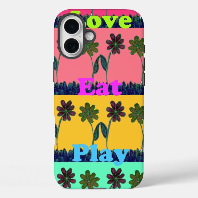 Coques Case-Mate iPhone Love Eat Play Art Print (Verso)