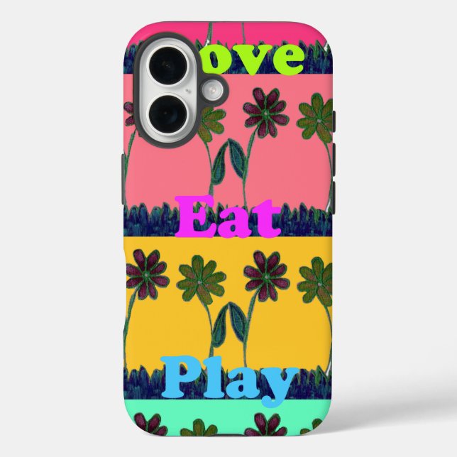 Coques Case-Mate iPhone Love Eat Play Art Print (Verso)