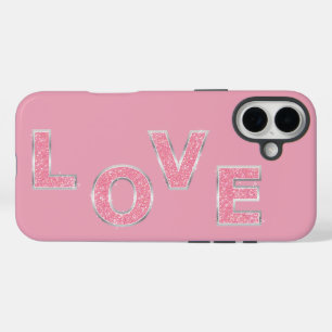Coques iPhone 16 Plus Love Parties scintillant rose pâle