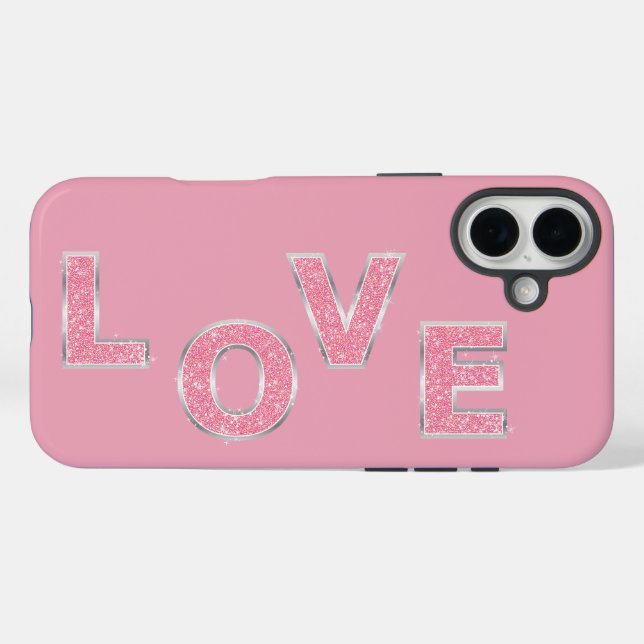 Coques Case-Mate iPhone Love Parties scintillant rose pâle (Verso (horizontal))