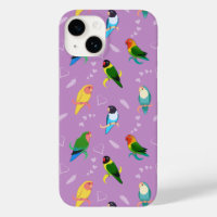 Lovebirds of Rainbow Colors Motif