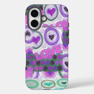 Coques iPhone 16 Lovely Love Heart Motif Art Imprimer