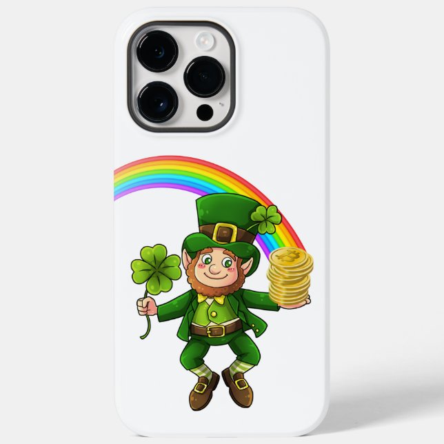Coques Case-Mate iPhone Lucky Bitcoin Rainbow Leprechaun (Verso)
