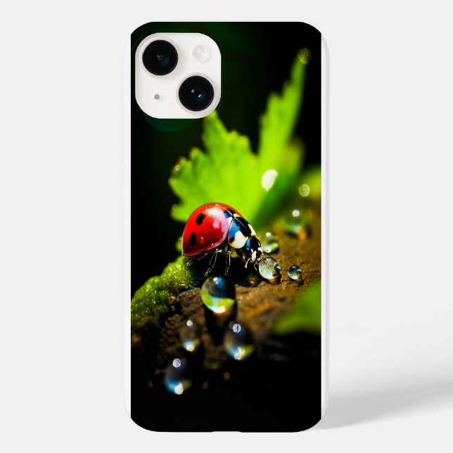Coques Case-Mate iPhone Lucky Ladybird Beetle sur la feuille (Verso)