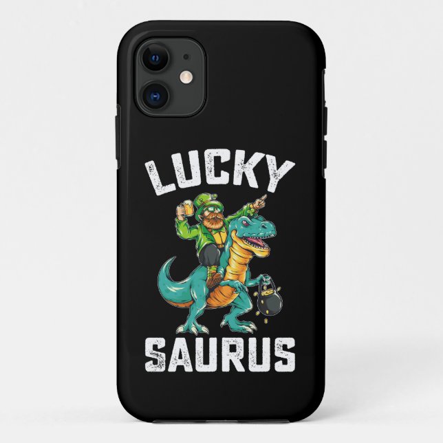 Coques Case-Mate iPhone Lucky Saurus Dinosaure T Rex Saint-Patrick (Dos)
