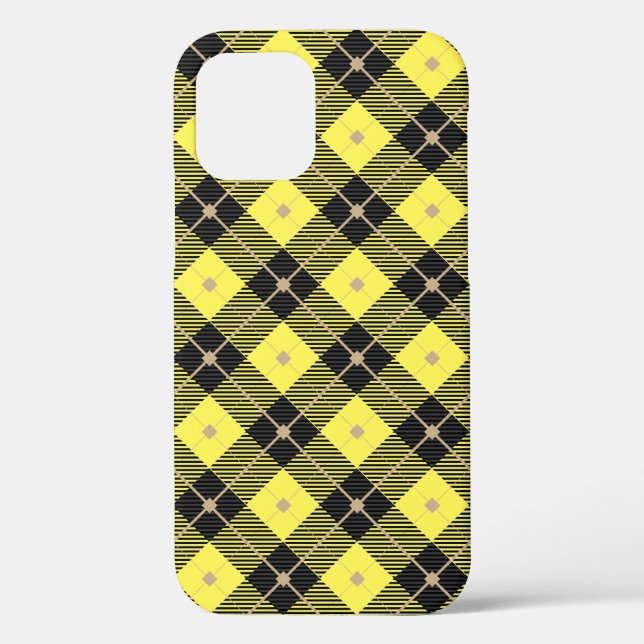 Coques Case-Mate iPhone Lumberjack Noir Jaune Plaid Motif (Verso)