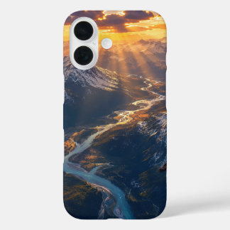Coques iPhone 16 Lumière dorée sur la rivière alpine001