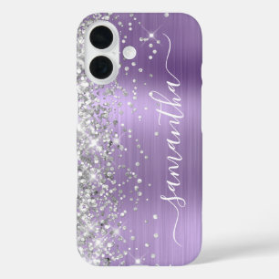 Coques iPhone 16 Lumière Pailletée Violet Clair Métallisé Signature