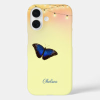 Lumières de café d'ailes de papillon Morpho Bleu P