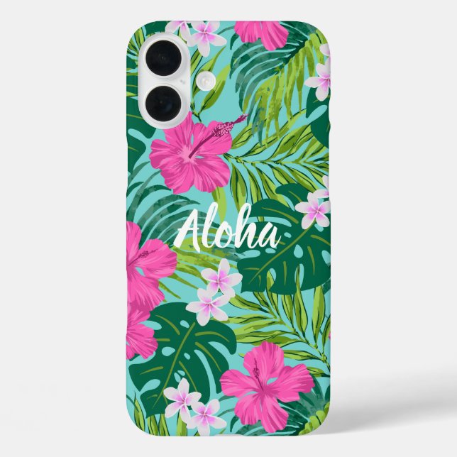Coques Case-Mate iPhone Luna Hibiscus Garden Hawaiian - Rose et Turq (Verso)