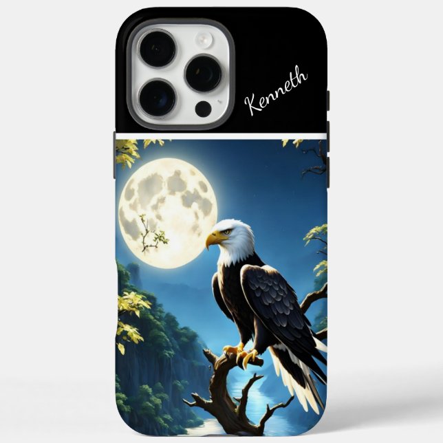 Coques Case-Mate iPhone Lune bleue et aigle nocturne (Verso)