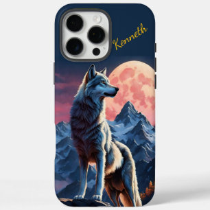 Coques iPhone 16 Pro Max Lune brille sur le loup hurlant