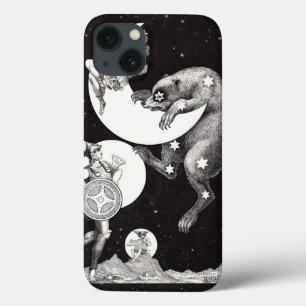 iPhone 13 Case Lune céleste ciel Univers Dieu Nuit Illustration