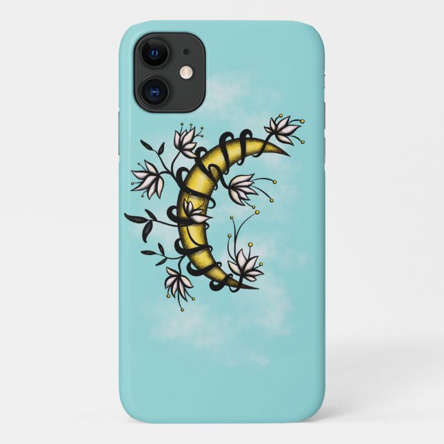 Coques Case-Mate iPhone Lune fleurie Boho Witchy (Dos)