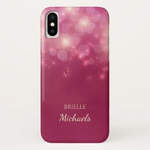 Etui iPhone Case-Mate Luxe Bokeh Glamor Rose Foncé Avec Nom