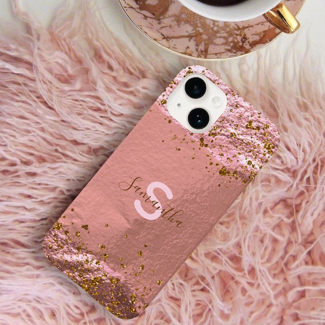 Coques Case-Mate iPhone Luxe Glam Rose Gold Foil Glitterie chic élégant (Créateur téléchargé)