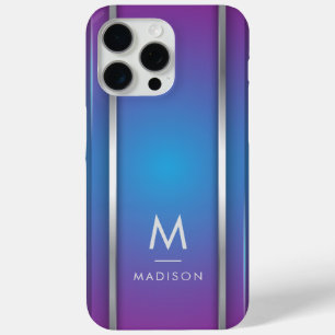 Coque iPhone 15 Pro Max Luxe Moderne Minimal Abstrait Violet Bleu