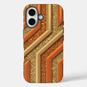 Coques iPhone 16 Luxe Orange Parties scintillant Gold Parties scint