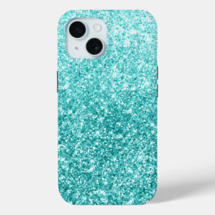 Coque Pour iPhone 15 Luxe Turquoise Parties scintillant Gradient
