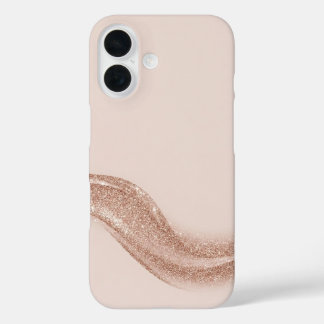 Coques iPhone 16 Luxury Soft Blush Matte & Rose Gold Glitter Wave 