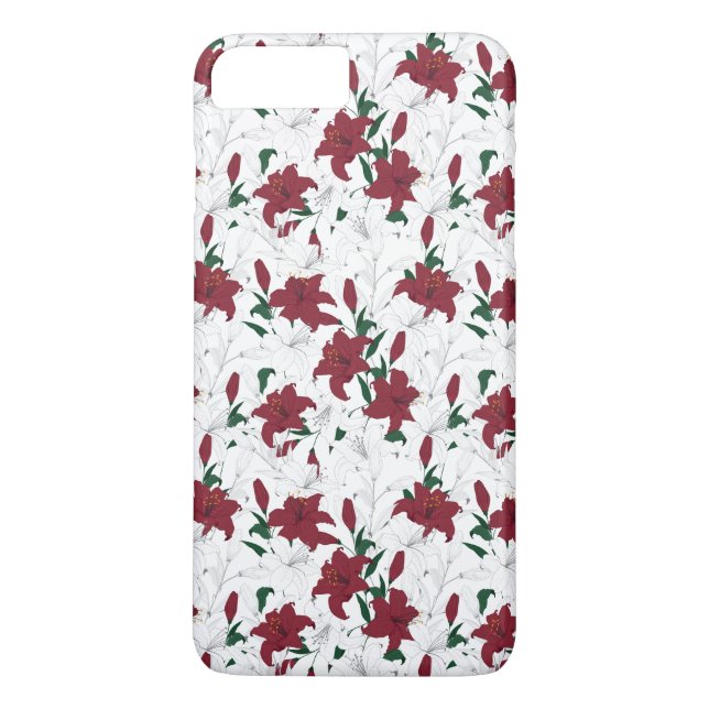 Coques Case-Mate iPhone Lys de Noël rouges et blancs (Dos)