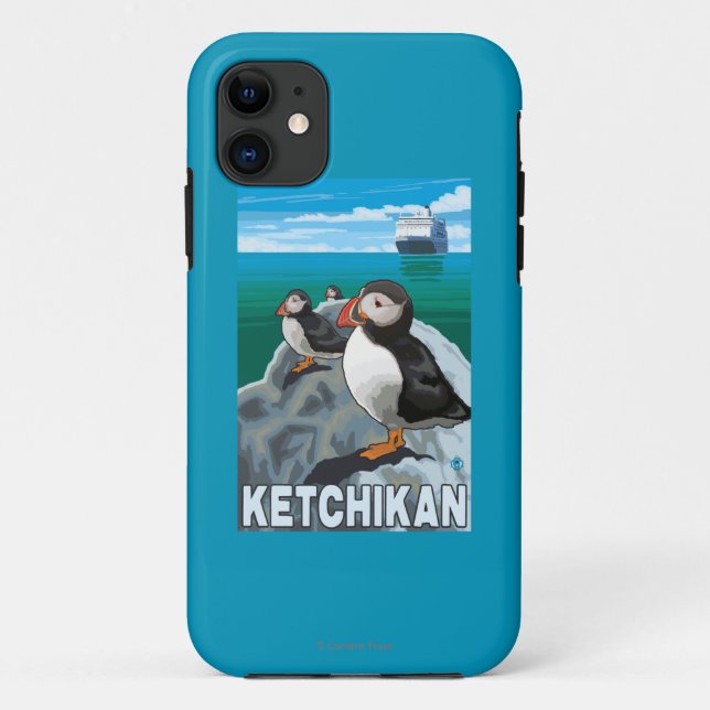 Coques Case-Mate iPhone Macareux et bateau de croisière - Ketchikan, (Dos)