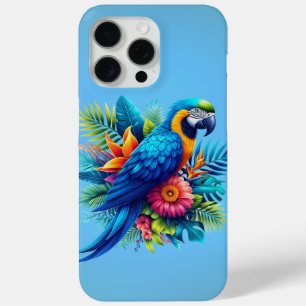 Coque iPhone 15 Pro Max Macaw tropicale bleue et colorée