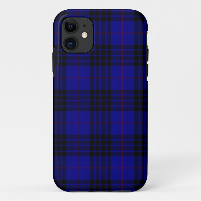 Coques Case-Mate iPhone MacKay tartan bleu noir plaid (Dos)