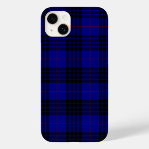 Coque Pour iPhone 14 Plus MacKay tartan bleu noir plaid