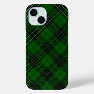 Coque Pour iPhone 15 MacLean Tartan vert et noir plaid
