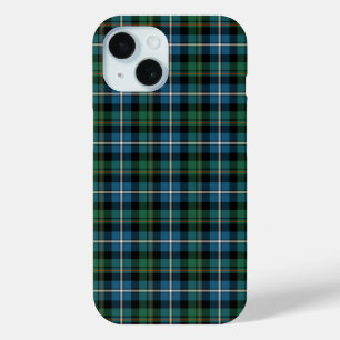 Coque Pour iPhone 15 MacRae Clan Bleu et Vert Tartan de chasse