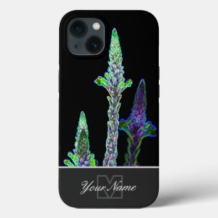 Case-Mate iPhone Case Macro de fleur verte néon-pop-art avec Monogramme