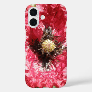 Coques iPhone 16 Macro Fleur de Coquelicot Rouge