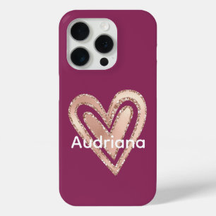 Coque iPhone 15 Pro Magenta Blush Coeur rose