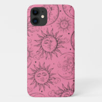 Magie Rose Vintage Céleste Soleil Lune Étoiles