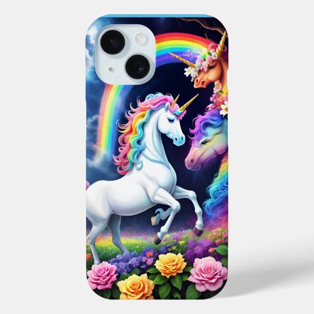 Coques Case-Mate iPhone Magique Arc-en-ciel Unicornes Fleurs paysage (Verso)