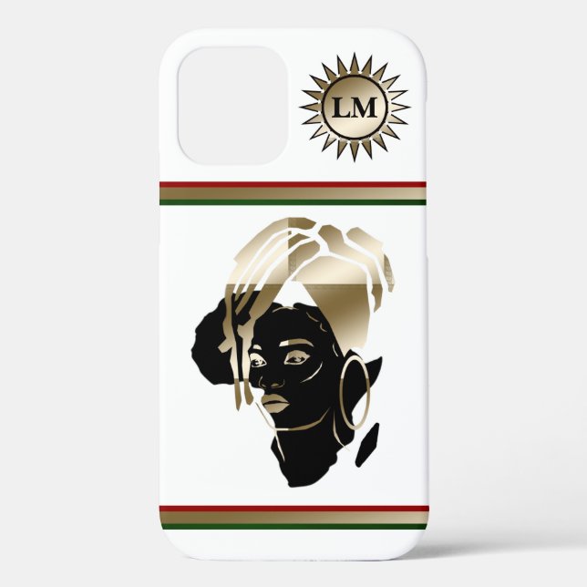 Coques Case-Mate iPhone Magnifique Monogrammé African Queen iPhone 12 Coqu (Verso)
