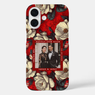 Coques iPhone 16 Magnifiques Gardenias à Pétales Rouges Mariage Boh