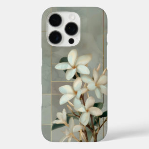 Coques iPhone 16 Pro Magnolia blanche Floral Ligne dorée Marbre
