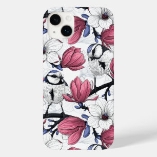 Coque Pour iPhone 14 Plus Magnolia rose et métis bleu