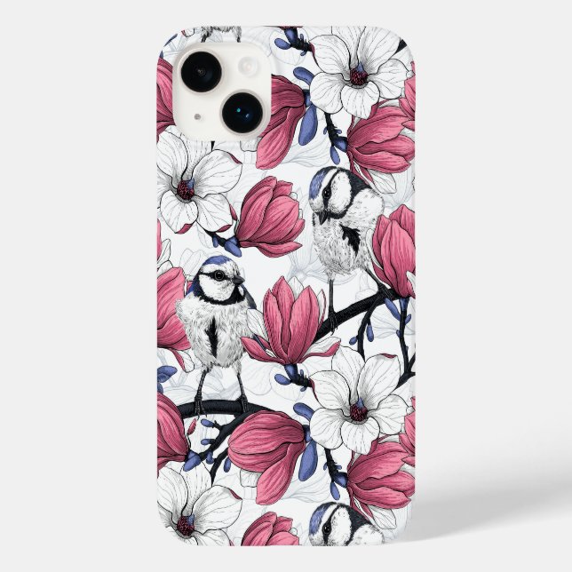 Coques Case-Mate iPhone Magnolia rose et métis bleu (Verso)