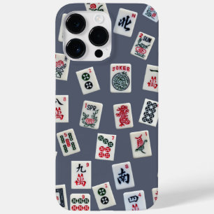 Coque Pour Pour iPhone 14 Pro Max MahJong conception de tuiles sur bleu foncé