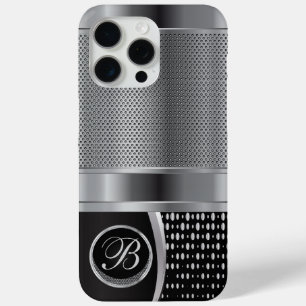 Coque iPhone 15 Pro Max Maillage métallique noir et argent